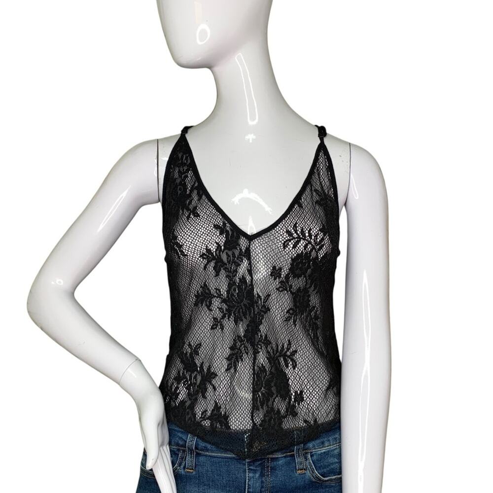 Intimately Free People Top Black Lace Racer Back Adjustable Straps Size L